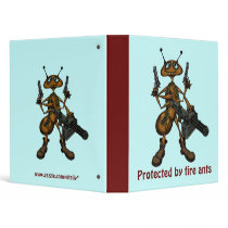 Funny fire ant with guns cartoon art binder