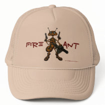 Funny fire ant with guns cartoon art hat design
