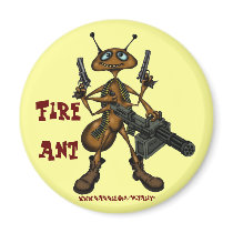 Funny fire ant with guns cartoon art magnet