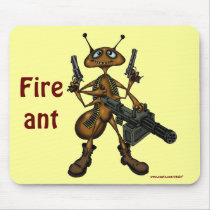 Funny fire ant with guns cartoon art mousepad