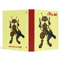 Funny fire ant with guns cartoon drawing binder