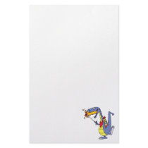 funny fire cooking hot dogs dragon cartoon custom stationery