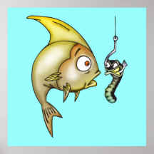 Funny Fish And Worm Print