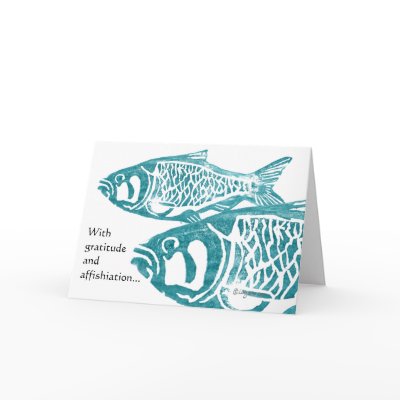 Funny Fish Gratitude Greetings Thank You Cards by lillyarts