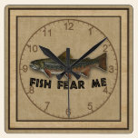 Funny Fisherman  Fish Fear Me wall clocks