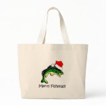 Funny fishing Christmas Tote Bag