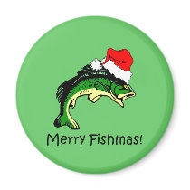 Funny fishing Christmas Fridge Magnet