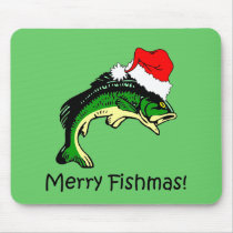 Funny fishing Christmas Mousepad