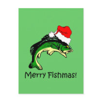 Funny fishing Christmas Postcard