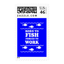 Funny fishing postage stamps