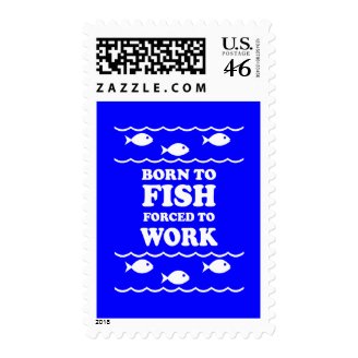 Funny fishing postage stamps