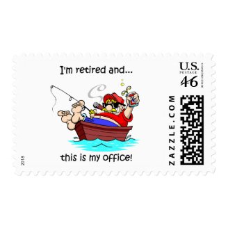 Funny fishing retirement postage