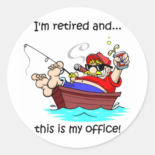 Funny fishing retirement classic round sticker Zazzle