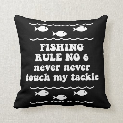 funny fishing rules throw pillow Zazzle