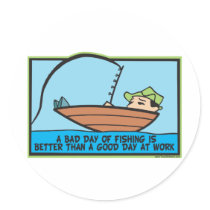 Funny Fishing Round Stickers