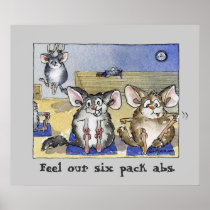 Funny Fitness Cartoon Poster Print Gray
