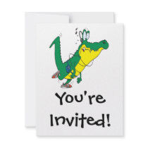 funny fitness gator alligator cartoon custom announcements