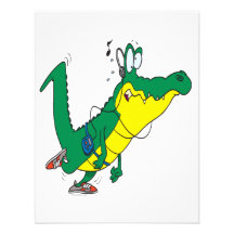 funny fitness gator alligator cartoon personalized announcements