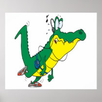 funny fitness gator alligator cartoon posters