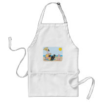 funny flamingo on vacation aprons