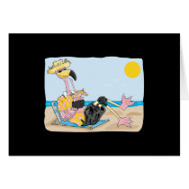 funny flamingo on vacation card