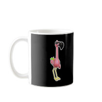 funny flamingo with drink mugs
