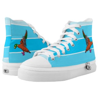 Funny Flying Duck Wearing Boots Illustration Printed Shoes