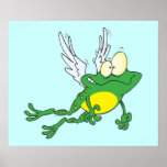 funny flying froggy frog cartoon print
