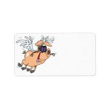 funny flying pig flyer cartoon address label