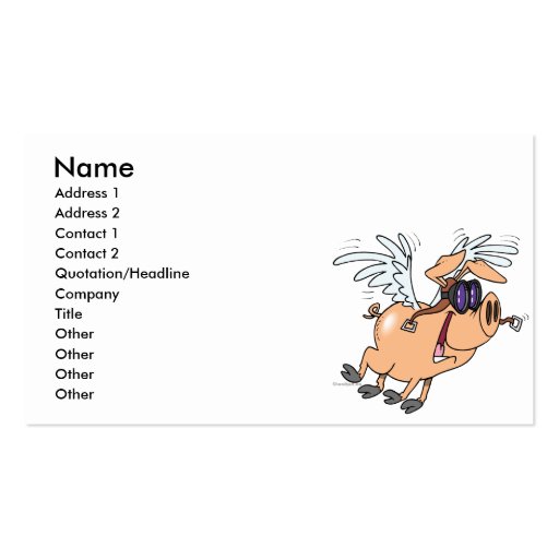 funny flying pig flyer cartoon business cards