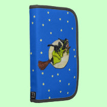 Funny Flying Witch Black Cat Moon Stars Halloween planners