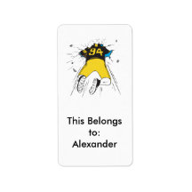 funny football player crashed into wall custom address label