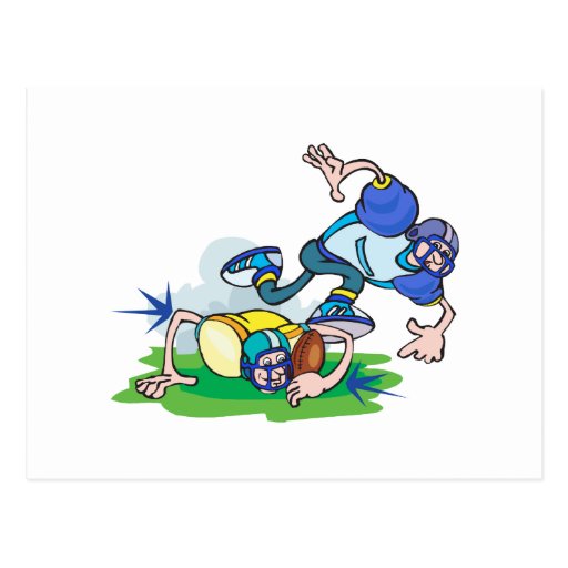 funny football tackle cartoon postcard Zazzle