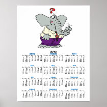 funny forgetful elephant cartoon poster