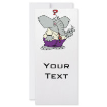 funny forgetful elephant cartoon full color rack card