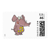 funny forgetful elephant with sticky notes postage