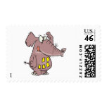 funny forgetful elephant with sticky notes postage