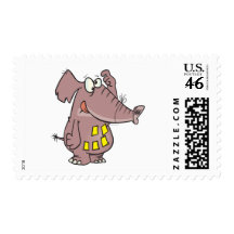 funny forgetful elephant with sticky notes postage