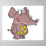 funny forgetful elephant with sticky notes print
