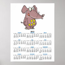 funny forgetful elephant with sticky notes poster