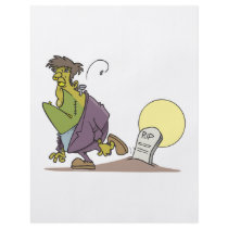 funny frankenstein in graveyard cartoon design flyer
