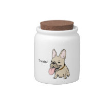 Funny French Bulldog with Huge Tongue Sticking Out Candy Dish