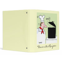 Funny French Chef Cooking Cartoon Recipe Binder binder