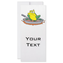 funny frog in a frying pan cartoon rack cards