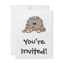 funny furry bigfoot monster personalized invites