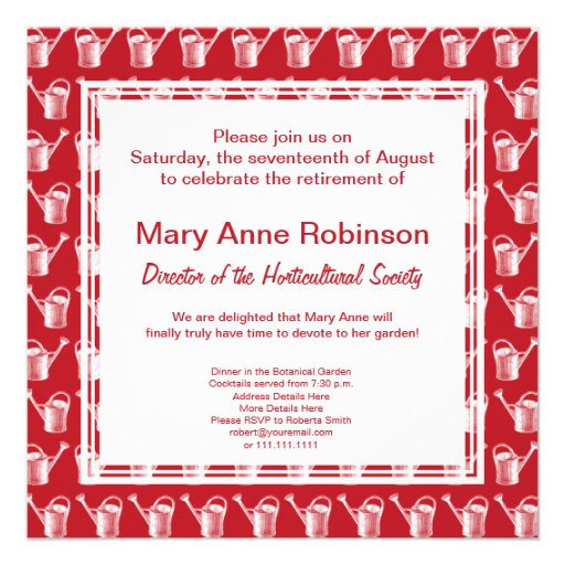Funny Gardener's Retirement Party Invitations