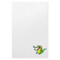 funny gator alligator eating donuts personalized stationery