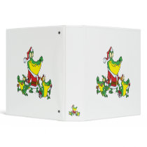 funny gator christmas santa and elves cartoon 3 ring binder