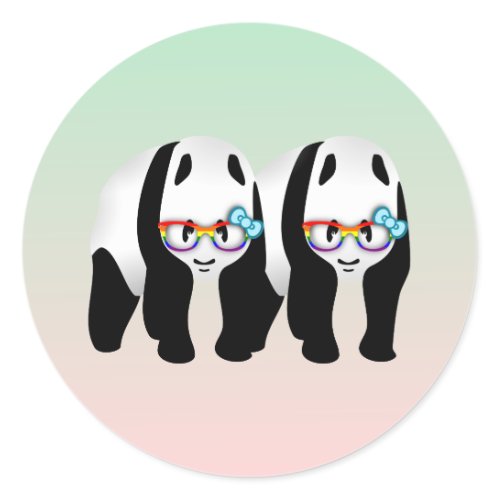 Funny Gay Panda Wearing Glasses Classic Round Sticker