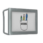 funny geek pocket protector rectangular belt buckle